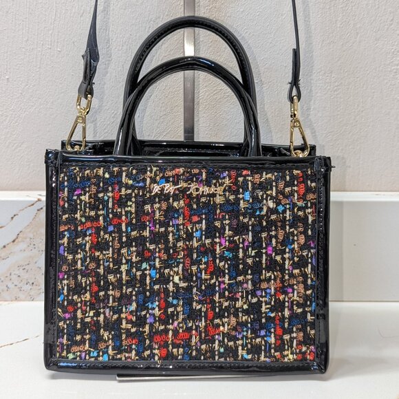 Betsey Johnson colorful tweed satchel/crossbody bag. EUC! - Picture 1 of 8